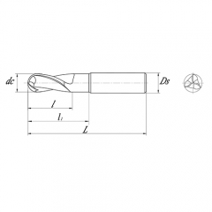 3 Flute Carbide Ball End Mill